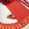 Double Color Red White Saree