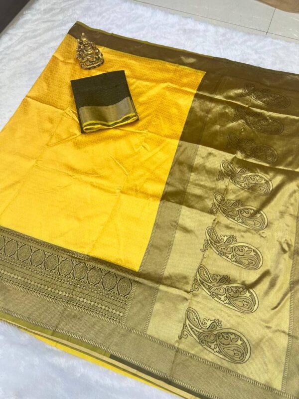 Wedding Banarasi Silk Yellow Saree
