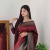Traditional Banarasi Maroon Saree