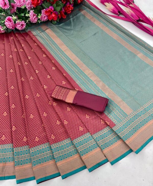 Traditional Banarasi Maroon Saree