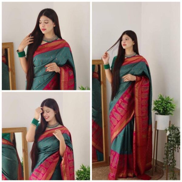 Sky Blue Saree with Pink Designer Border