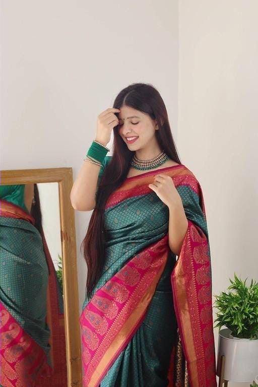 Sky Blue Saree with Pink Designer Border