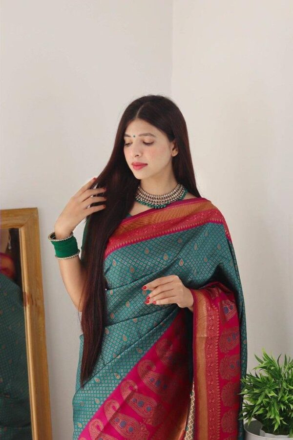 Sky Blue Saree with Pink Designer Border