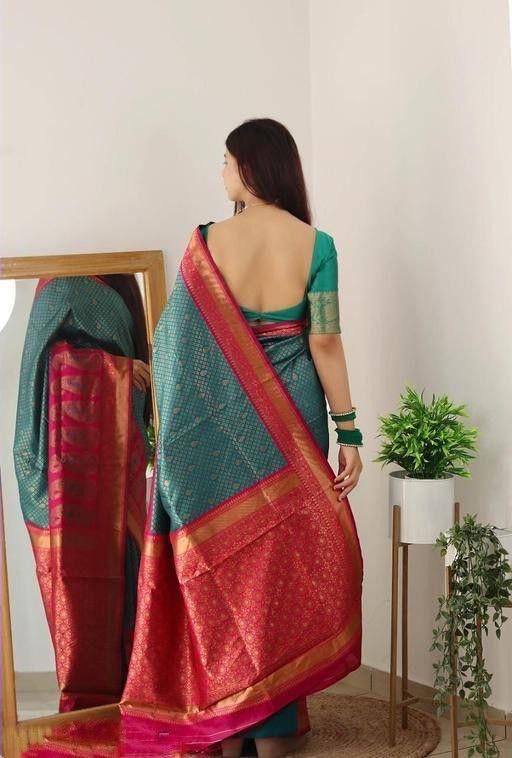 Sky Blue Saree with Pink Designer Border