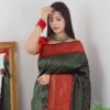 Wedding Green Saree with Red Border