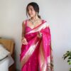 Designer Wedding Banarasi Pink Saree