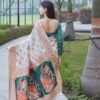 Traditional Silk White Saree With Rich Pallu