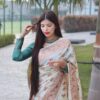 Traditional Silk White Saree With Rich Pallu