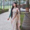 Traditional Silk White Saree With Rich Pallu