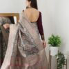 Fancy Floral Design Grey Saree