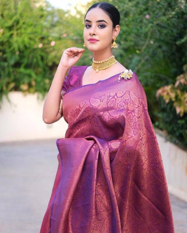 Designer Banarasi Purple Saree