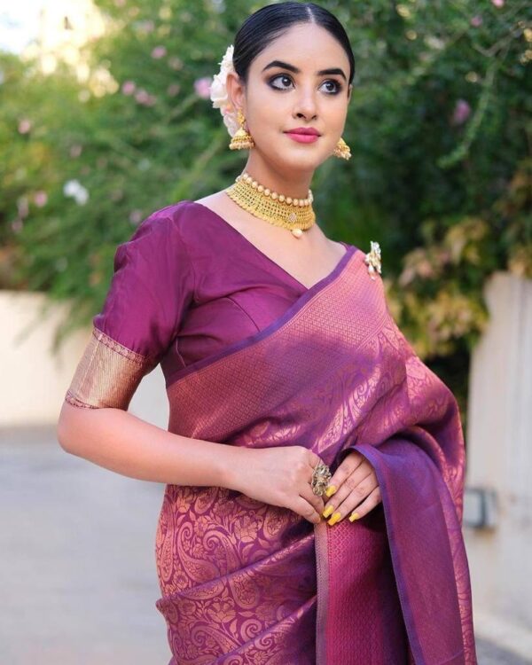 Designer Banarasi Purple Saree