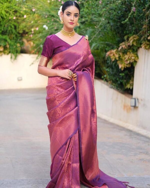 Designer Banarasi Purple Saree