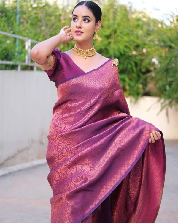 Designer Banarasi Purple Saree