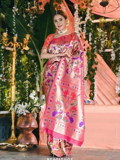 Floral Designer Wedding Pink Saree