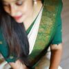 Banarasi White Saree with Green Border