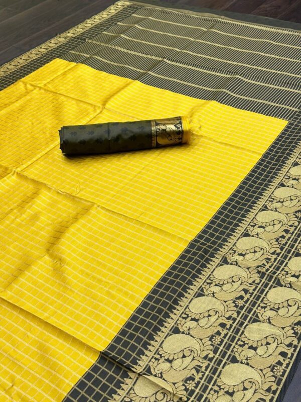 Black Border Banarasi Yellow Saree