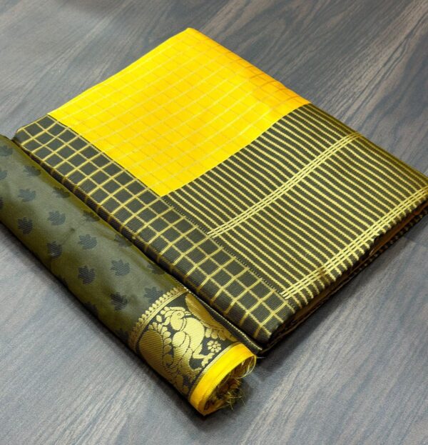 Black Border Banarasi Yellow Saree