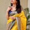 Bollywood Stylish Silk Yellow Saree