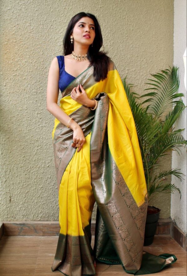 Bollywood Stylish Silk Yellow Saree