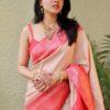 Banarasi White Saree with Pink Border