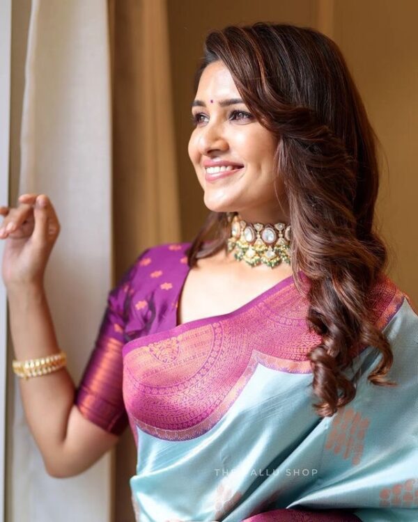Bollywood Fancy Silk Sky Blue Saree
