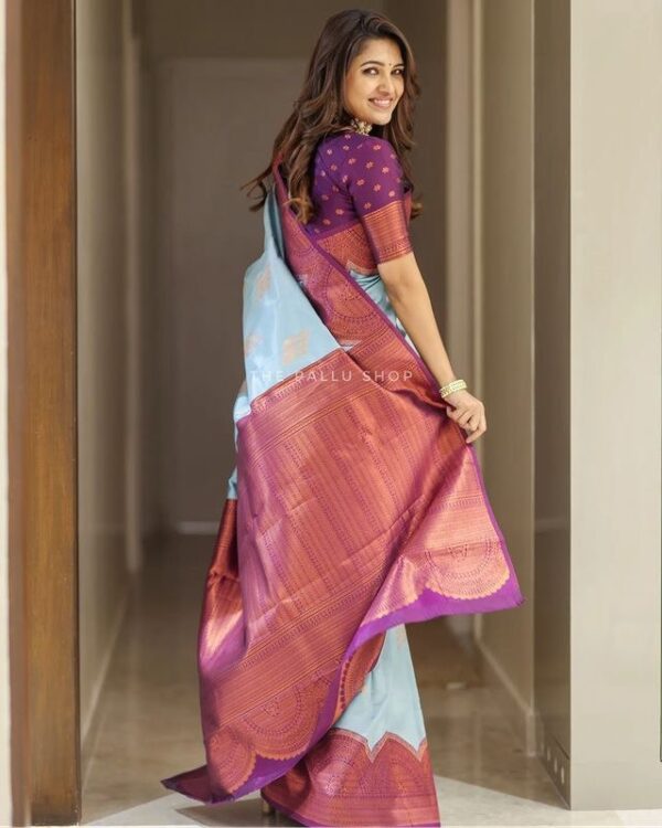 Bollywood Fancy Silk Sky Blue Saree
