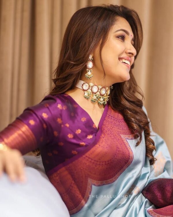 Bollywood Fancy Silk Sky Blue Saree