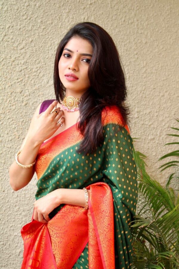 Traditional Banarasi Green Saree