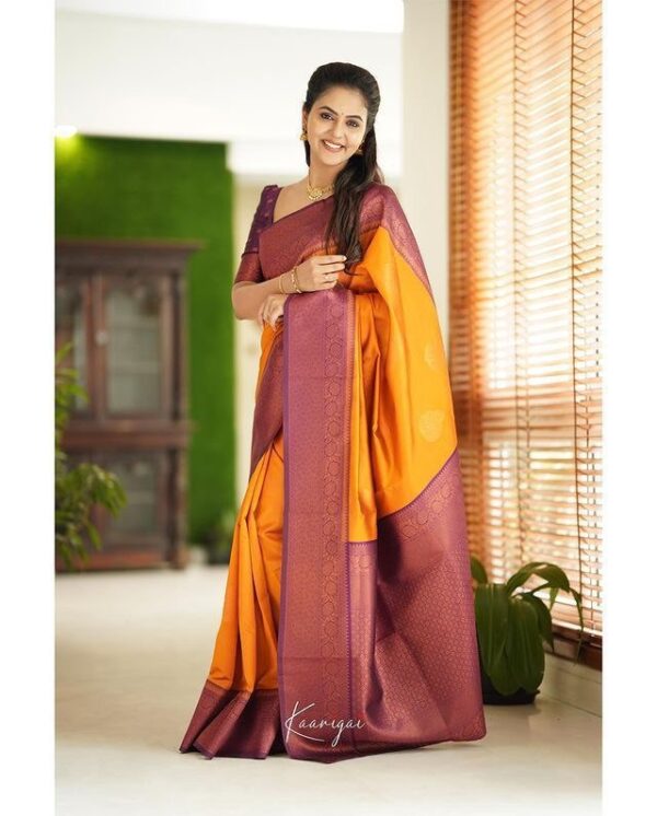 Traditional Wedding Function Orange Saree