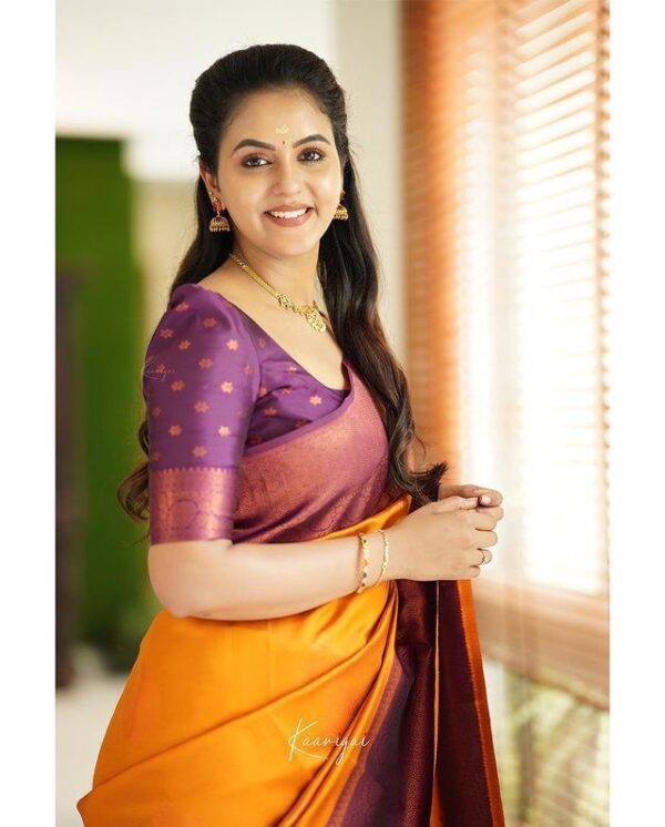 Traditional Wedding Function Orange Saree
