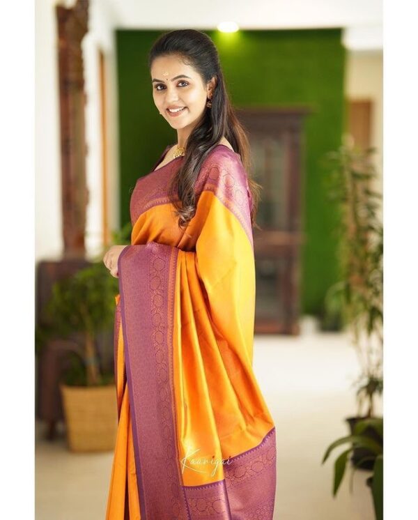 Traditional Wedding Function Orange Saree