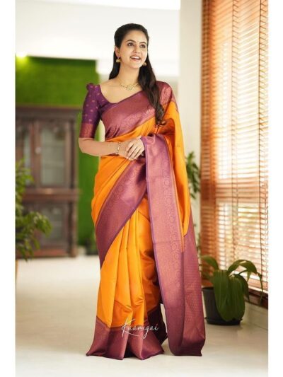 Traditional Wedding Function Orange Saree
