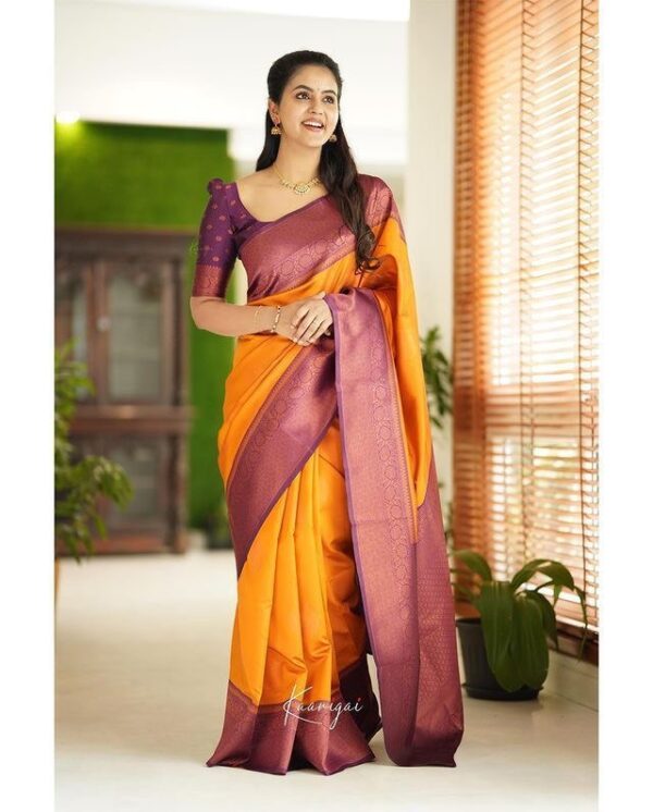 Traditional Wedding Function Orange Saree