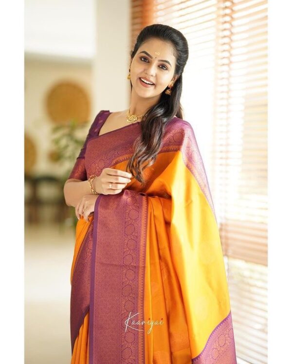 Traditional Wedding Function Orange Saree