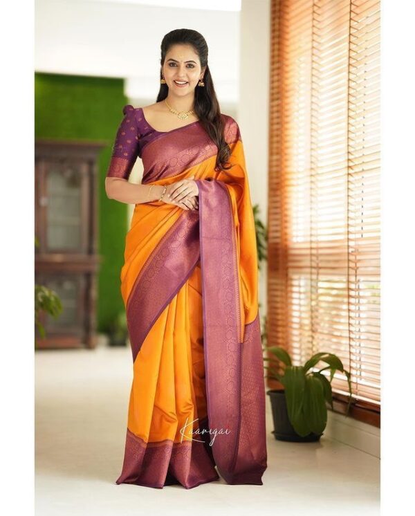 Traditional Wedding Function Orange Saree