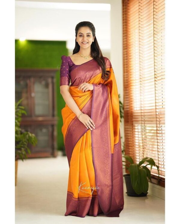 Traditional Wedding Function Orange Saree