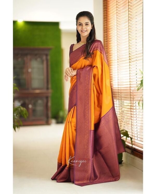 Traditional Wedding Function Orange Saree