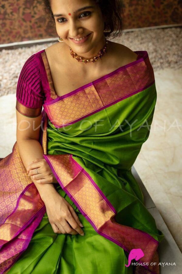 Formal Green Saree with Designer Border