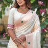 Designer Silk Wedding White Saree