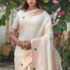 Designer Silk Wedding White Saree