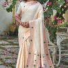 Designer Silk Wedding White Saree