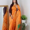 Stylish Wedding Orange Saree