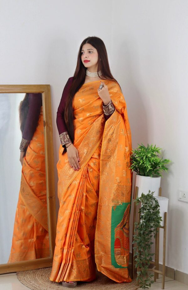 Stylish Wedding Orange Saree