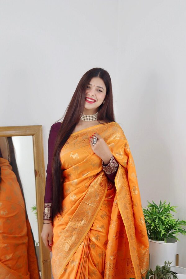 Stylish Wedding Orange Saree