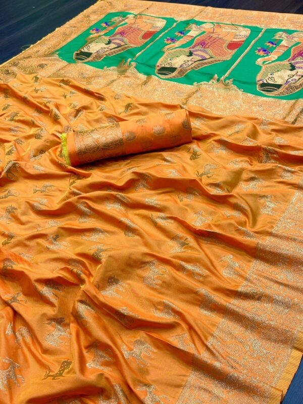 Stylish Wedding Orange Saree