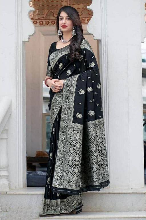 Wedding Party Silk Black Saree