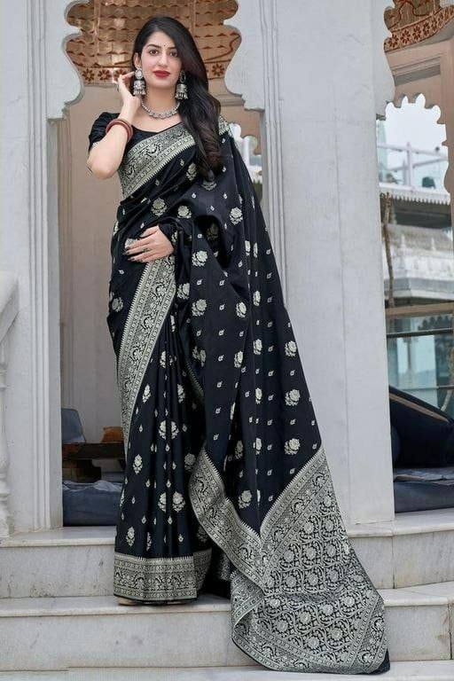 Wedding Party Silk Black Saree