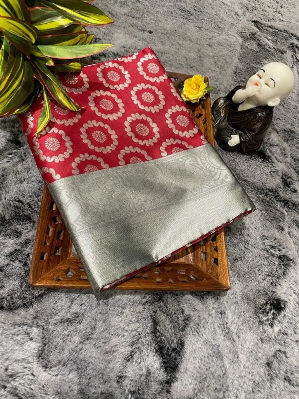 Maroon Saree with Silver Border