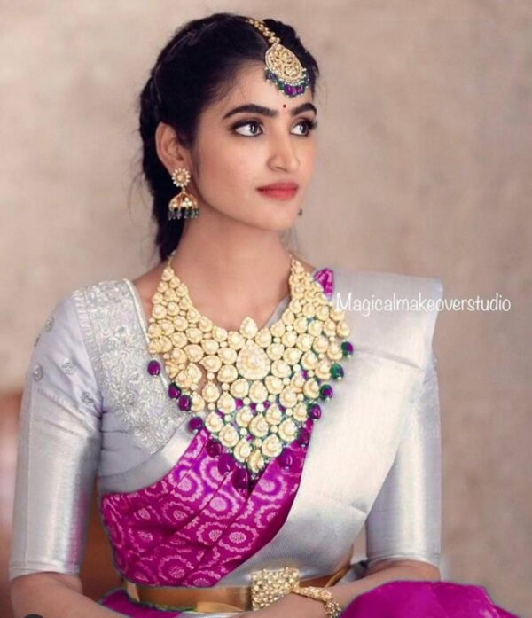 Banarasi Pink Saree With Silver Border